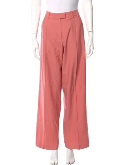 Pre-owned Another Tomorrow Virgin Wool Wide Leg Pants In Pink