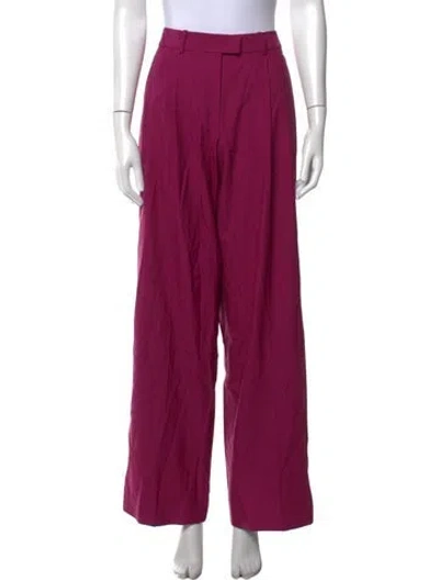 Pre-owned Another Tomorrow Virgin Wool Wide Leg Pants In Purple