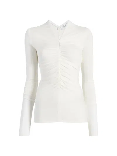 Another Tomorrow V-neck Blouse In White