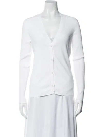 Pre-owned Another Tomorrow V-neck Long Sleeve Top W/ Tags In White