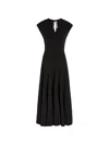 Another Tomorrow V-neck Midi Dress In Black