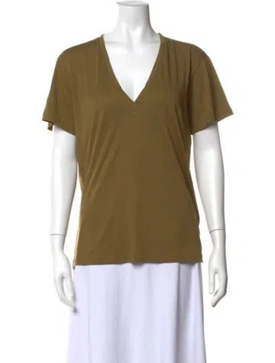 Pre-owned Another Tomorrow V-neck Short Sleeve T-shirt In Green