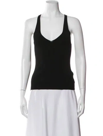 Pre-owned Another Tomorrow V-neck Sleeveless Top W/ Tags In Black
