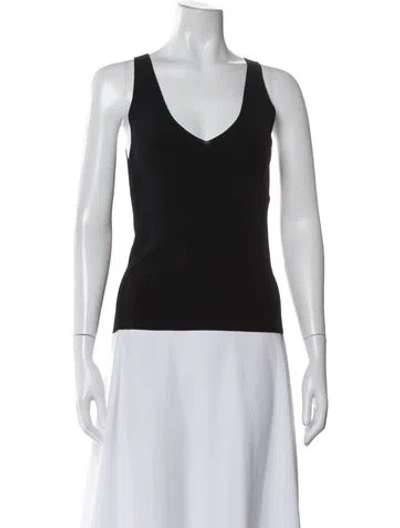 Pre-owned Another Tomorrow V-neck Sleeveless Top W/ Tags In Black
