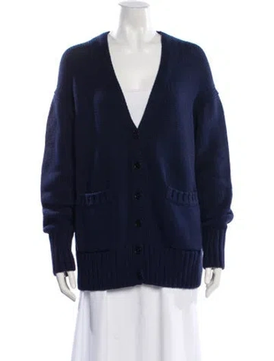 Pre-owned Another Tomorrow V-neck Sweater In Blue