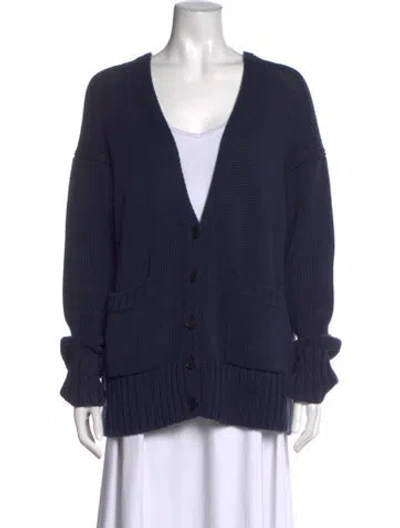 Pre-owned Another Tomorrow V-neck Sweater In Blue