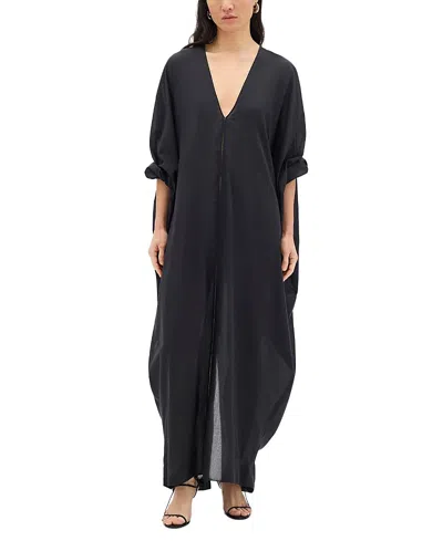 Another Tomorrow Voile Caftan In Black
