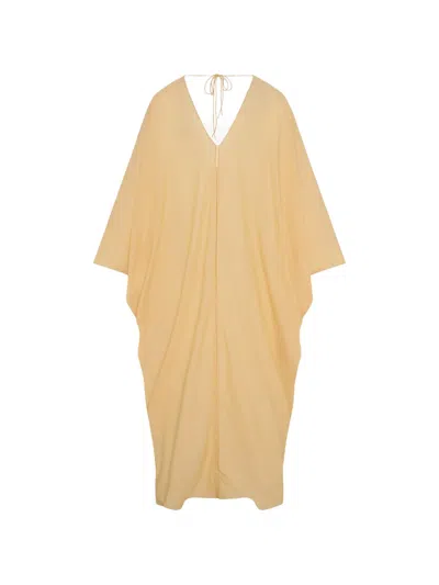 Another Tomorrow Voile Oversized Dolman-sleeve Caftan Maxi Dress In Nude