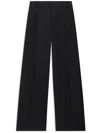 Another Tomorrow Pleated Front Wide-leg Linen Trousers In Black