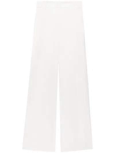 Another Tomorrow Wide-leg Pleated Linen Trousers In White