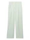 Another Tomorrow Pleated Wide-leg Wool Pants In Grün