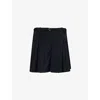 ANOTHER TOMORROW ANOTHER TOMORROW WOMEN'S BLACK WIDE-LEG HIGH-RISE STRETCH-WOVEN SHORTS