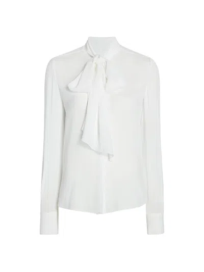 Another Tomorrow Women's Bow Blouse In White