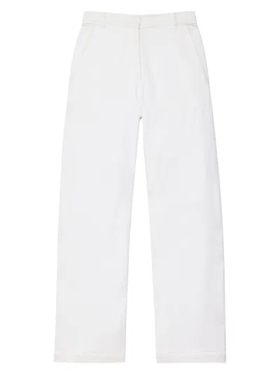 Another Tomorrow Women's Carpenter Denim Pants In White