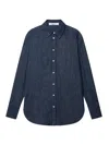 Another Tomorrow Oversized Organic Cotton-chambray Shirt In Blue