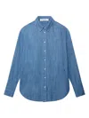 Another Tomorrow Chambray Oversized Button-down Shirt In Blue