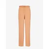 ANOTHER TOMORROW ANOTHER TOMORROW WOMEN'S CLAY FLUID STRAIGHT-LEG HIGH-RISE STRETCH-WOVEN TROUSERS