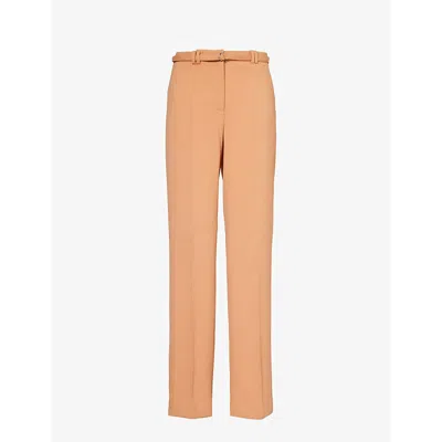 Another Tomorrow Fluid Straight-leg High-rise Stretch-woven Trousers In Clay