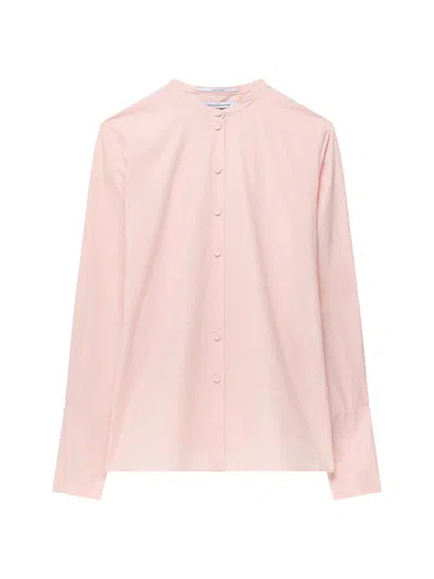 Another Tomorrow Women's Collarless Blouse In Pink