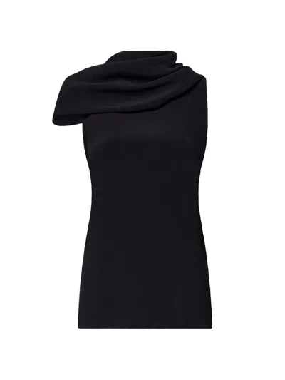 Another Tomorrow Women's Cowl Neck Blouse In Black