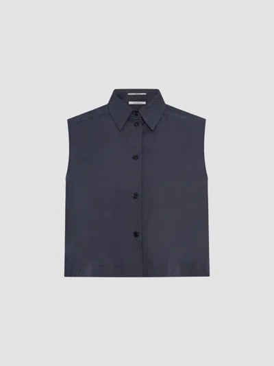 Another Tomorrow Women's Cropped Sleeveless Shirt In Midnight
