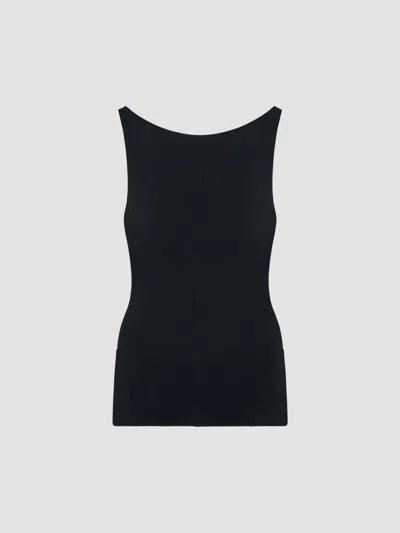Another Tomorrow Cutout Tank In Black