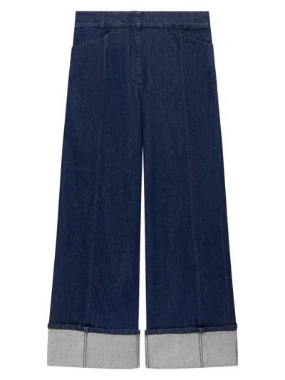 Another Tomorrow Women's Denim Cuff Pants In Blue