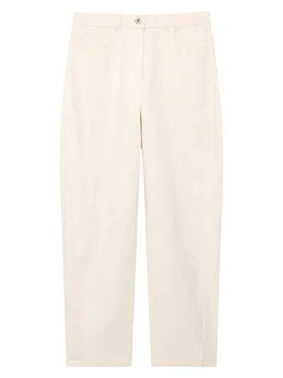 Another Tomorrow Women's Denim Curved Pants In Sand