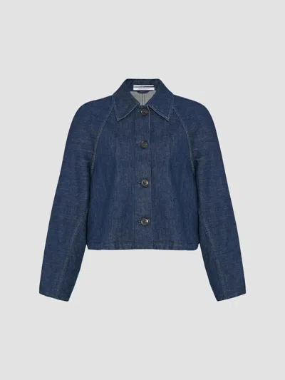 Another Tomorrow Organic Denim Blouson In Multi