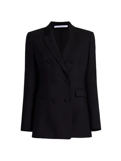 Another Tomorrow Women's Double Breasted Jacket In Black