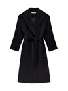 Another Tomorrow Belted Double-breasted Wool Coat In Black