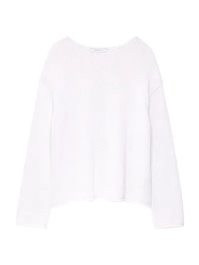Another Tomorrow Women's Draped Knit Sweater In White