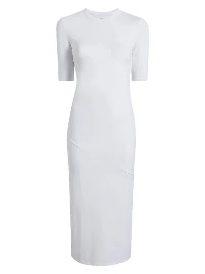 Another Tomorrow Women's Elbow Sleeve Dress In White