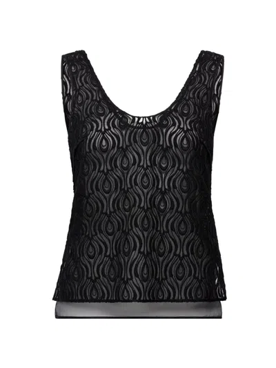 Another Tomorrow Women's Embroidered Top In Black