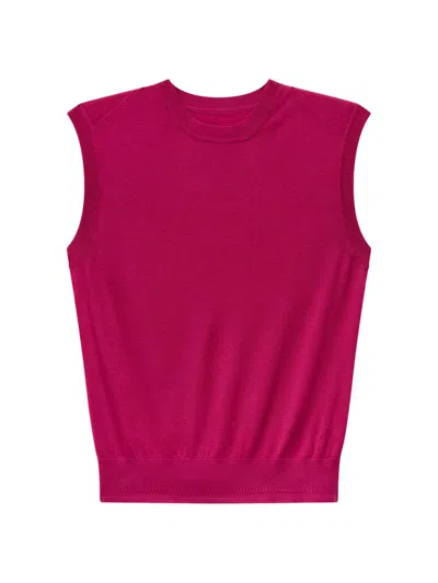 Another Tomorrow Women's Featherweight Shell Sweater In Purple