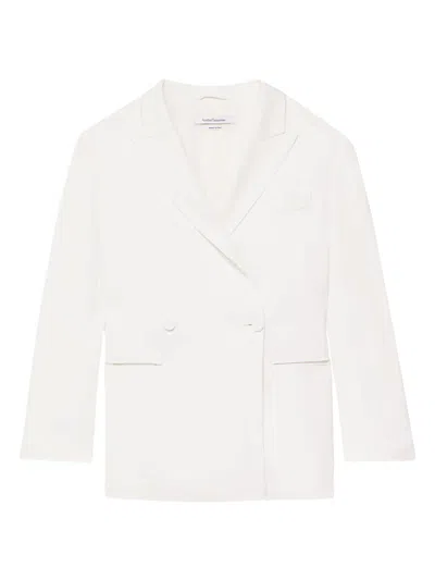 Another Tomorrow Women's Fluid Double-breasted Jacket In Off White
