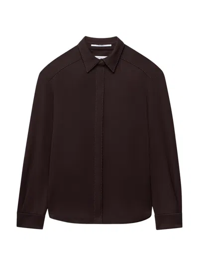 Another Tomorrow Women's Fluid Jersey Blouse Top In Brown