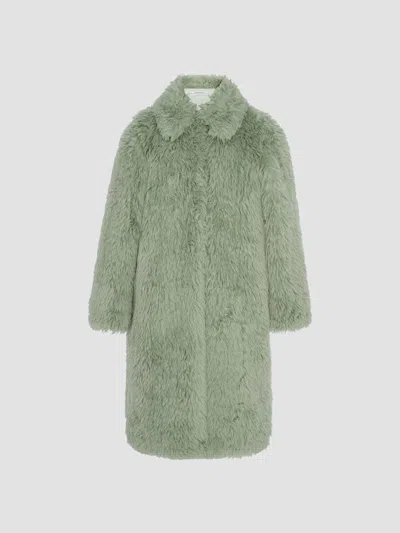 Another Tomorrow Women's Fur Balmacaan Coat In Green