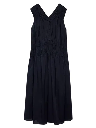 Another Tomorrow Gathered Neckline Dress In Black
