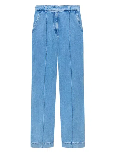 Another Tomorrow Women's High Waisted Denim Trousers In Blue