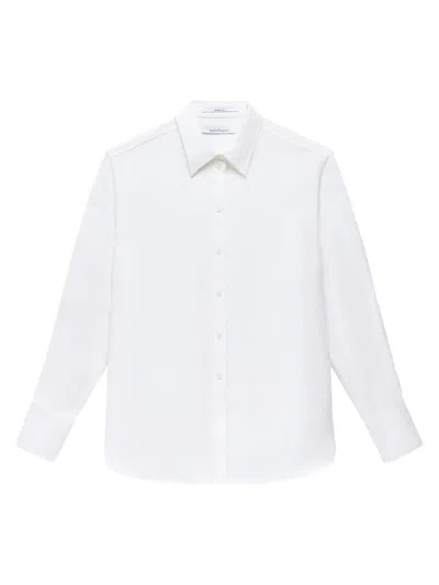 Another Tomorrow Women's Linen Oversized Mens Shirt In White