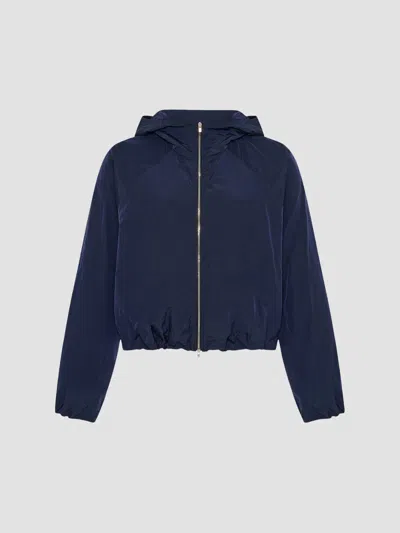 Another Tomorrow Women's Nylon Short Blouson Jacket In Navy