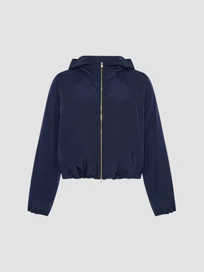 Another Tomorrow Women's Nylon Short Blouson Jacket In Navy