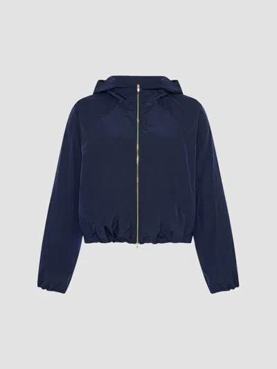 Another Tomorrow Women's Nylon Short Blouson Jacket In Blue