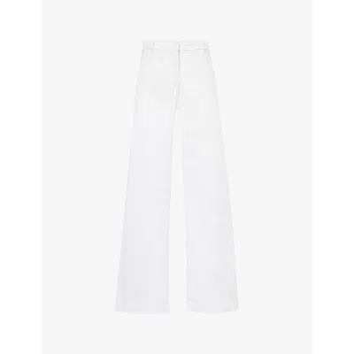 Another Tomorrow Womens Off White Carpenter Wide-leg Mid-rise Organic Stretch-denim Trousers