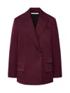 Another Tomorrow Relaxed Double-breasted Jacket In Burgundy