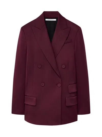 Another Tomorrow Women's Oversized Double Breasted Jacket In Purple