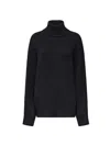 Another Tomorrow Women's Oversized Luxe Turtleneck In Black