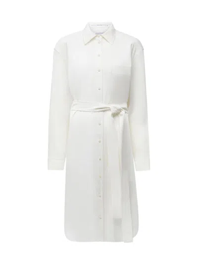 Another Tomorrow Women's Pleat Back Shirt Dress In White
