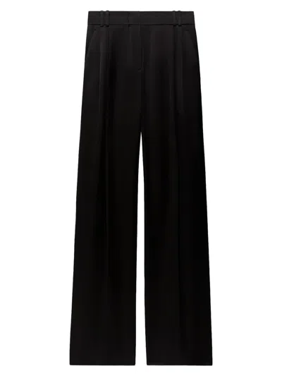 Another Tomorrow Women's Satin Pleated Trousers In Black